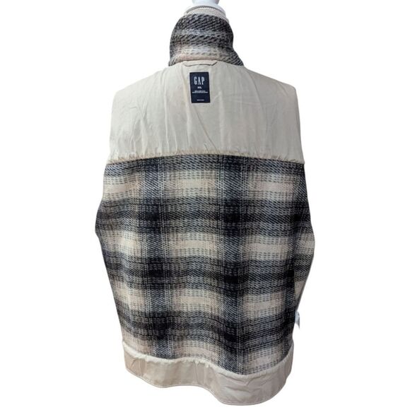Gap Women's 2XL Wool Relaxed Shirt Jacket in neutral tan plaid - Picture 9 of 12
